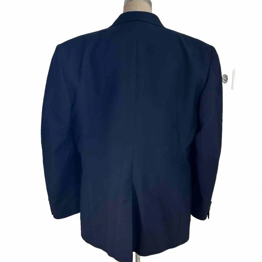 David Taylor 42R Blazer Wool Blend Navy Blue Gold Button Lined‎ Vented Nautical